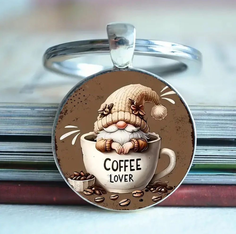 3/$25 Coffee Lover Gnome Keychain NEW